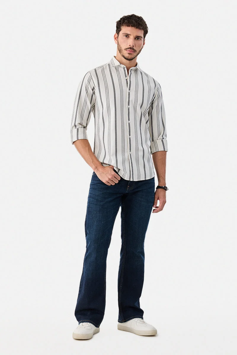 SNITCH 100% Cotton Stripes Slim Fit Shirt